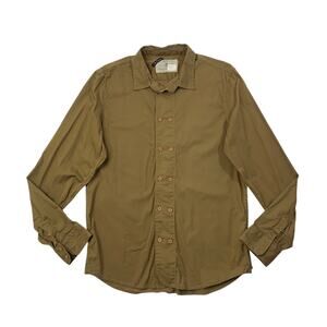 Diesel Shirt Mens L Large Biscuit Cotton Stretch Double Button Up Long Sleeve
